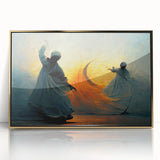 Framed abstract figurative wall art in gold acrylic, showcasing elegant shapes and vibrant colors, perfect for modern home décor. Ideal for enhancing living spaces.