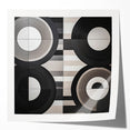 Abstract geometric print mockup featuring vibrant colors and glossy finish, ideal for showcasing artwork in modern interior settings. The design includes dynamic shapes and forms that enhance contemporary decor.