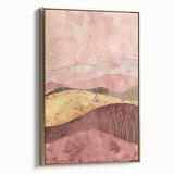 Framed abstract landscape wall art featuring vibrant gold accents, showcasing a modern design with textured details, perfect for contemporary home decor.