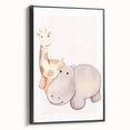 Girls Room Wall Art - Giraffe & Hippo Kids Room Art Prints