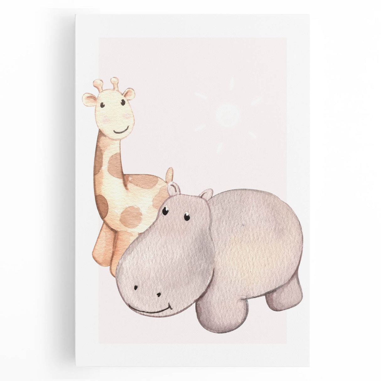 Girls Room Wall Art - Giraffe & Hippo Kids Room Art Prints