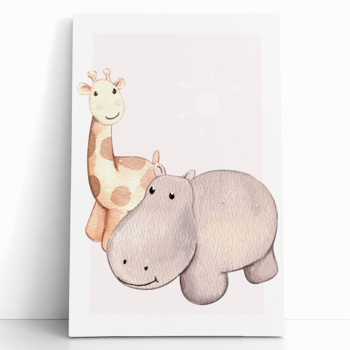 Girls Room Wall Art - Giraffe & Hippo Kids Room Art Prints
