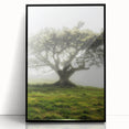 Framed acrylic artwork showcasing a picturesque countryside landscape with vibrant greenery and rolling hills, presented in a sleek black frame for modern decor.