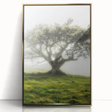 Framed acrylic print showcasing a picturesque countryside landscape with rolling hills and lush greenery, featuring a gold-accented frame to enhance home decor aesthetics.