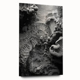 Large abstract wall art on acrylic glass featuring swirling blue and gray tones, suitable for bedroom or dining room decor.