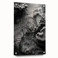 Large abstract wall art on acrylic glass featuring swirling patterns in earth tones, ideal for bedroom or dining room decor.