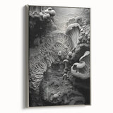 Landscape art painting on framed canvas, featuring a vintage black wall art style with colorful natural elements.