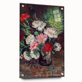 Acrylic print of a large abstract painting in blue and green tones, suitable for bedroom or dining room decor.