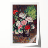 Rolled canvas print of Van Gogh-inspired floral art in vibrant hues, suitable for art wall dining room.