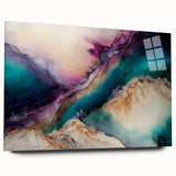 Abstract strokes wall art displayed in a side view, showcasing vibrant colors in acrylic glass. Ideal for modern home decor, this piece adds a contemporary touch to any space.