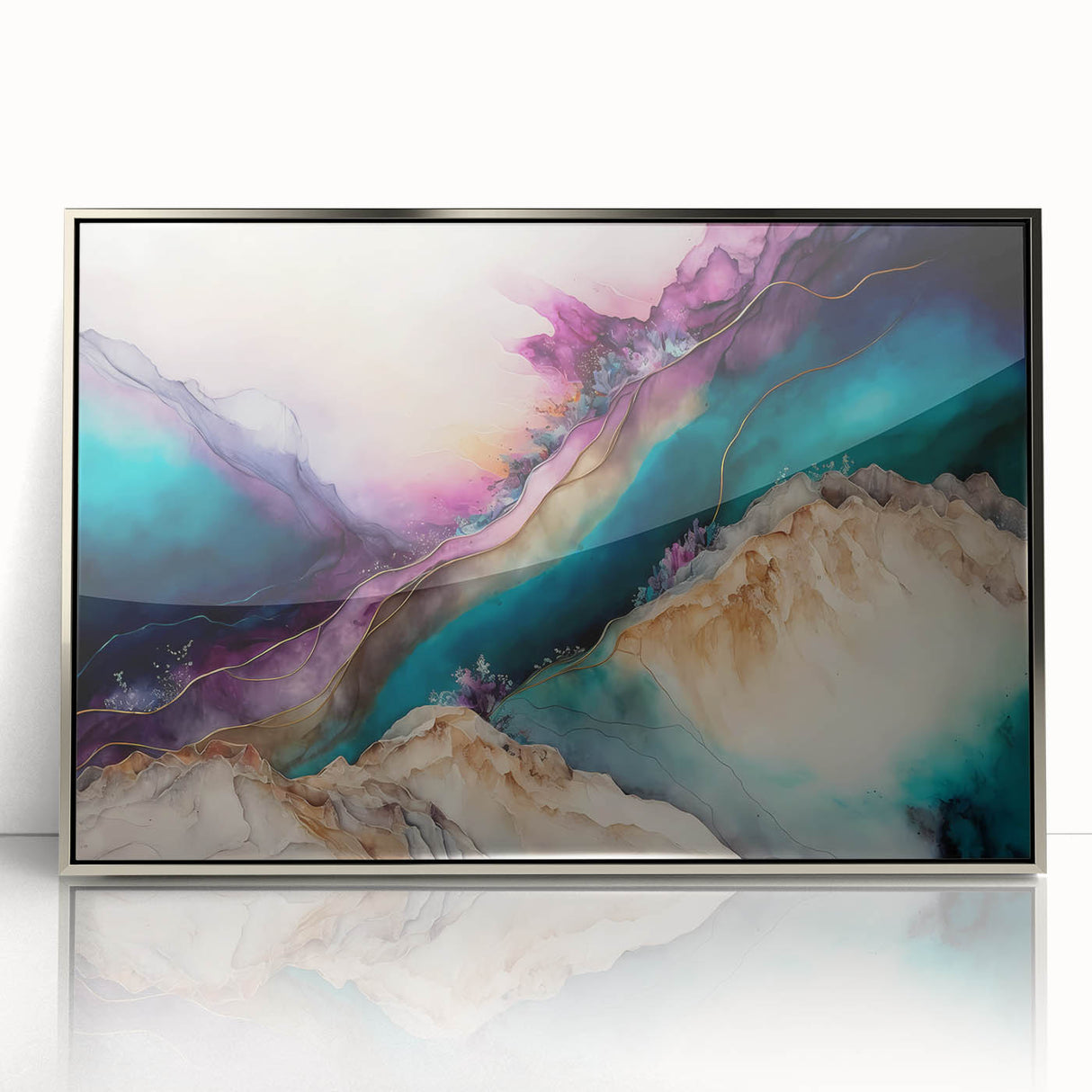 Framed abstract wall art featuring silver strokes on a textured background, ideal for modern home decor. Perfect for adding elegance to living spaces.