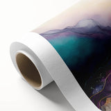 Abstract strokes wall art on rolled canvas showcasing vibrant colors and dynamic patterns, ideal for modern home decor, packaged securely in a protective tube.
