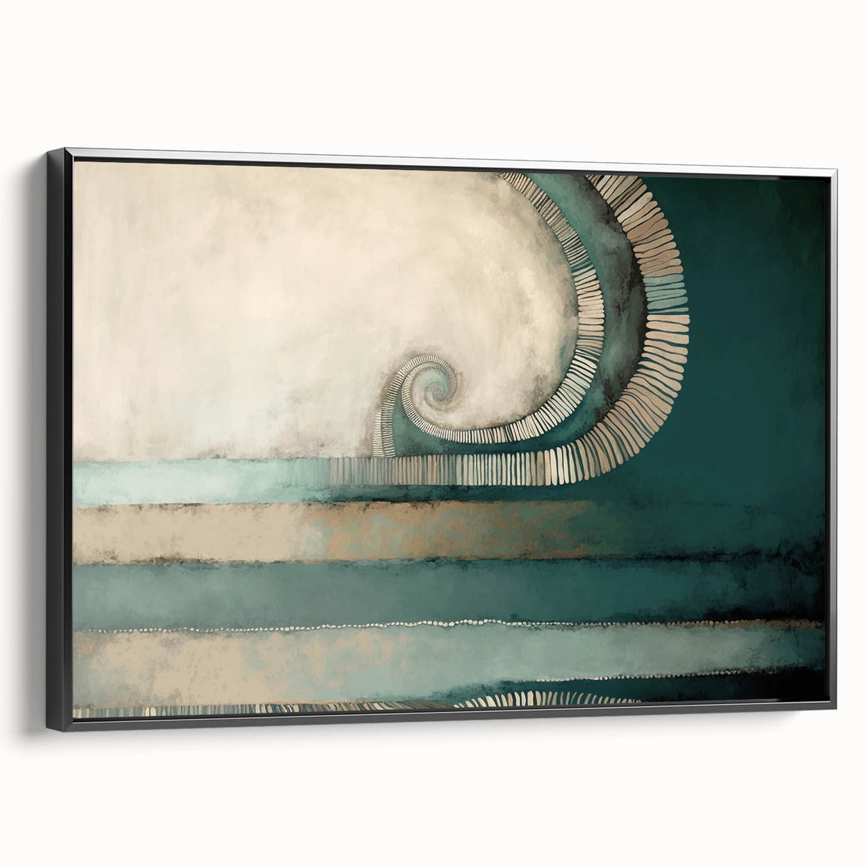 Framed canvas wall art showcasing an abstract design with dynamic black strokes on a light background, perfect for modern decor in living spaces.