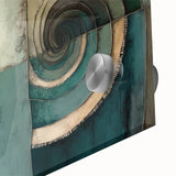 Close-up view of abstract strokes wall art printed on acrylic glass, showcasing vibrant colors and intricate textures, perfect for modern home decor.