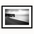 Black-framed landscape artwork depicting dramatic cliffs, displayed in a stylish mat, ideal for home decor or interior design enhancement.