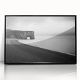 Framed acrylic artwork of dramatic coastal cliffs, showcasing rich textures and vibrant colors, perfect for modern home decor or art collectors.