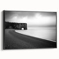 Framed canvas artwork depicting a stunning cliff landscape, showcasing vibrant colors and detailed textures, presented in a sleek black frame for modern decor.