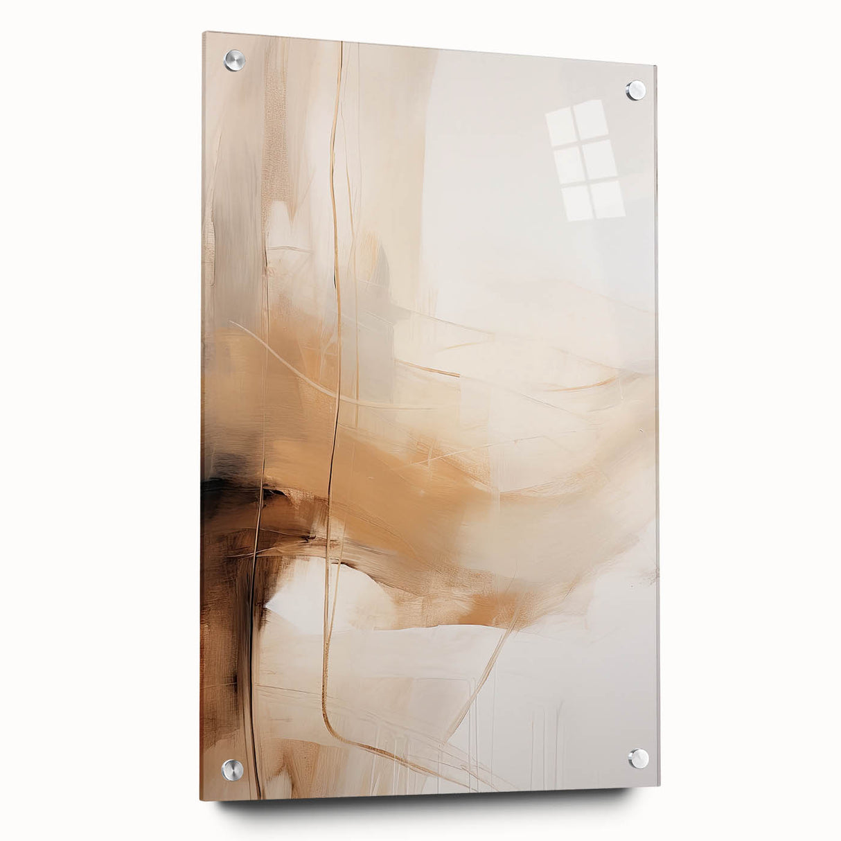 Elegant Dining Room Wall Art - Modern Beige & Brown Abstract Print