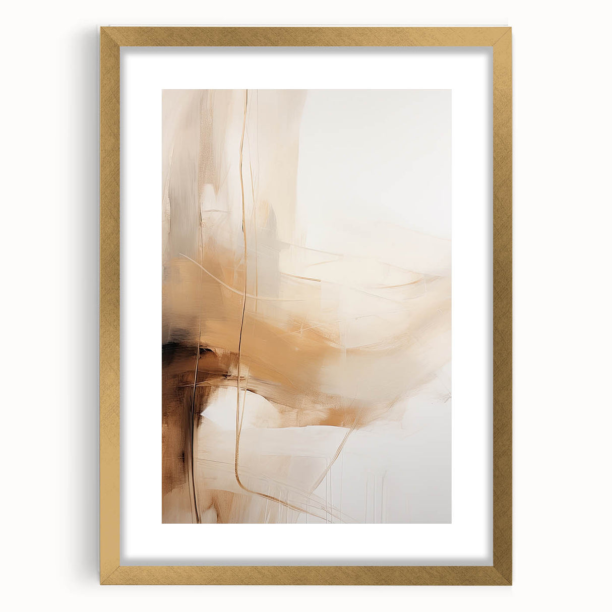 Elegant Dining Room Wall Art - Modern Beige & Brown Abstract Print