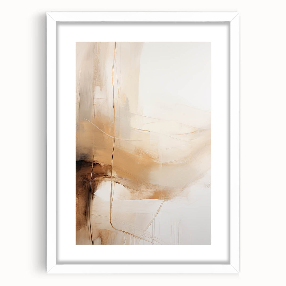 Elegant Dining Room Wall Art - Modern Beige & Brown Abstract Print