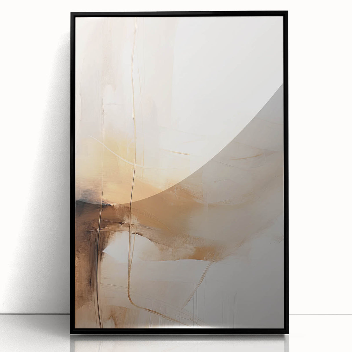 Elegant Dining Room Wall Art - Modern Beige & Brown Abstract Print