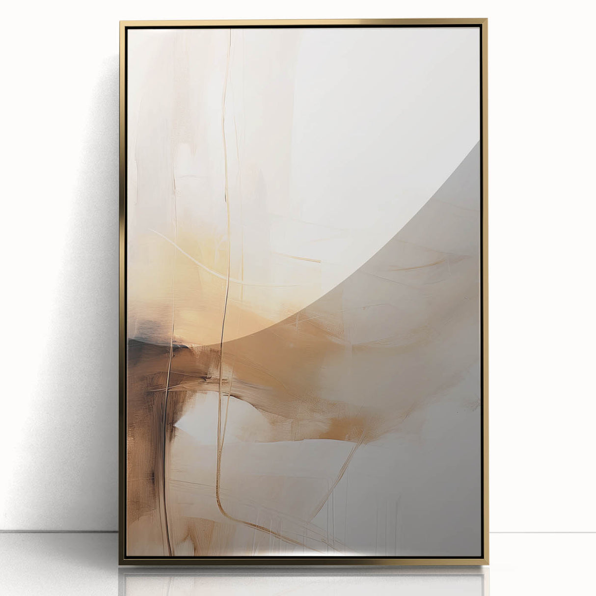 Elegant Dining Room Wall Art - Modern Beige & Brown Abstract Print