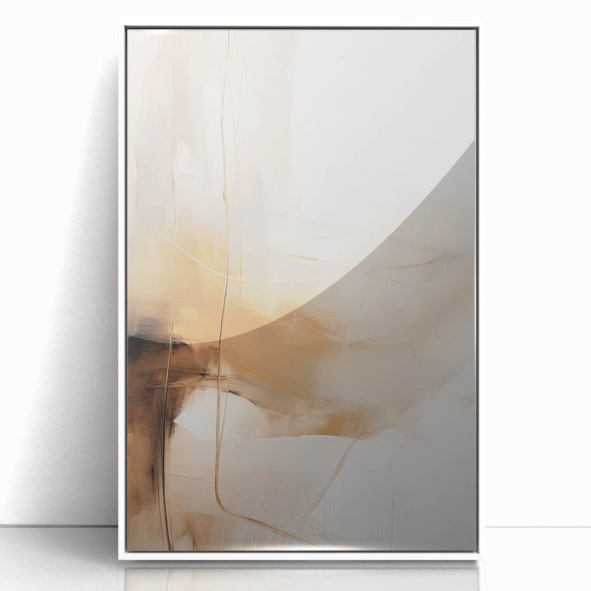 Elegant Dining Room Wall Art - Modern Beige & Brown Abstract Print