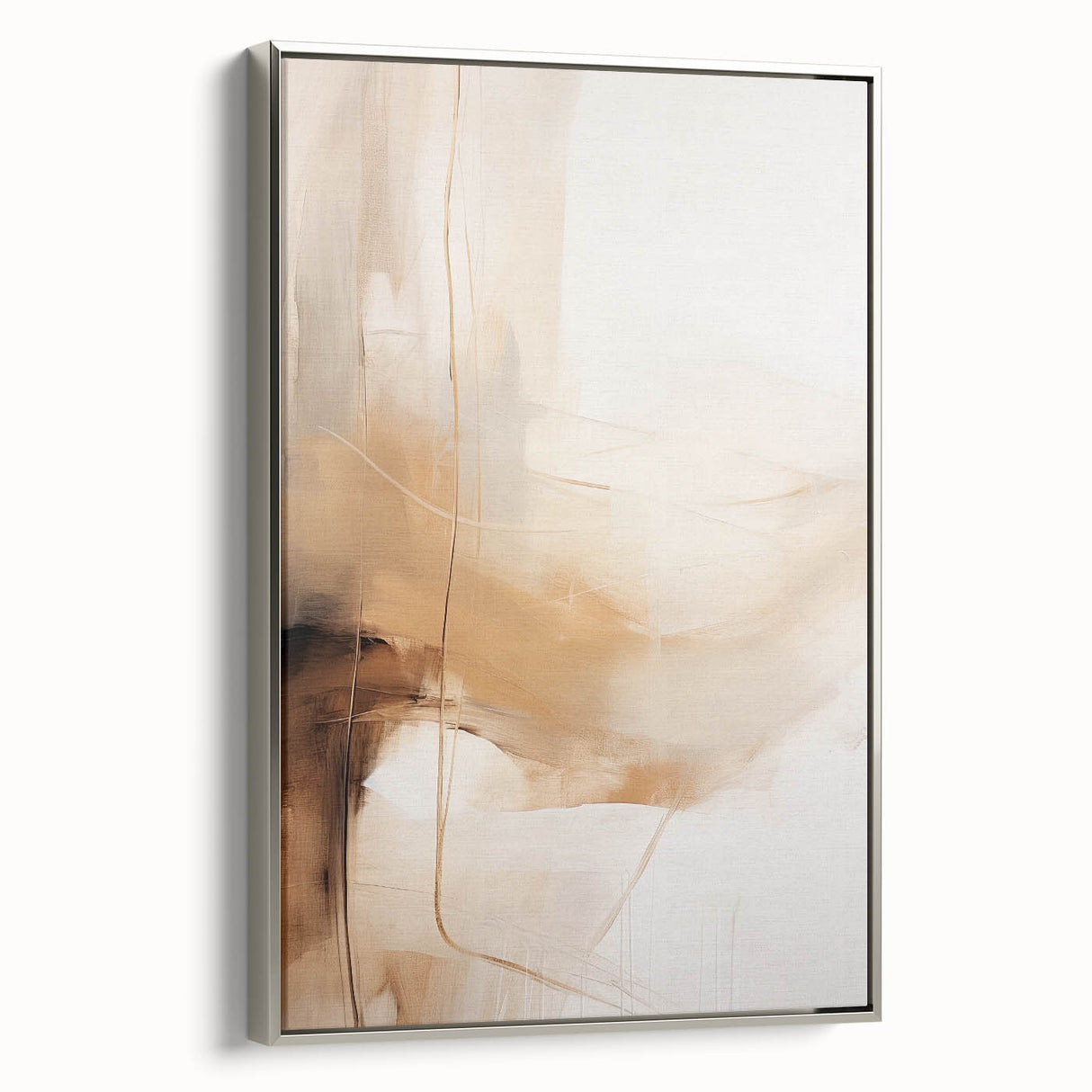 Elegant Dining Room Wall Art - Modern Beige & Brown Abstract Print