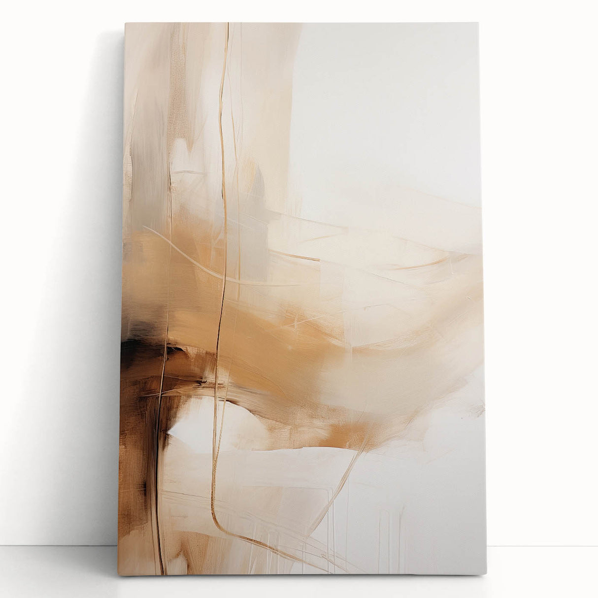 Elegant Dining Room Wall Art - Modern Beige & Brown Abstract Print