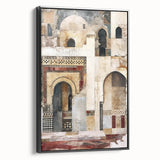 Framed canvas wall art featuring an abstract architecture design in black, showcasing geometric shapes and lines, ideal for modern home decor.