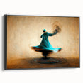 Framed abstract figurative wall art on canvas, showcasing a dynamic design with bold black tones and intricate shapes, displayed in a stylish side view.