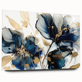 Abstract floral wall art displayed in a side view, showcasing vibrant colors and intricate designs, printed on acrylic glass, perfect for modern home decor.