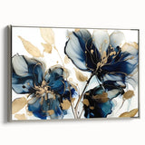 Framed canvas wall art displaying an abstract floral design in soft pastel colors, accented with a sleek silver frame, ideal for enhancing modern home decor.