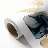 Abstract floral wall art on rolled canvas, showcasing vibrant colors and intricate details, perfect for home decor. Packaged securely in a sturdy tube for easy transport.