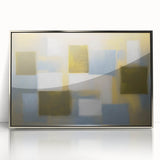 Framed acrylic wall art featuring an abstract geometric design in silver tones, showcasing sharp angles and modern aesthetics, perfect for contemporary decor.