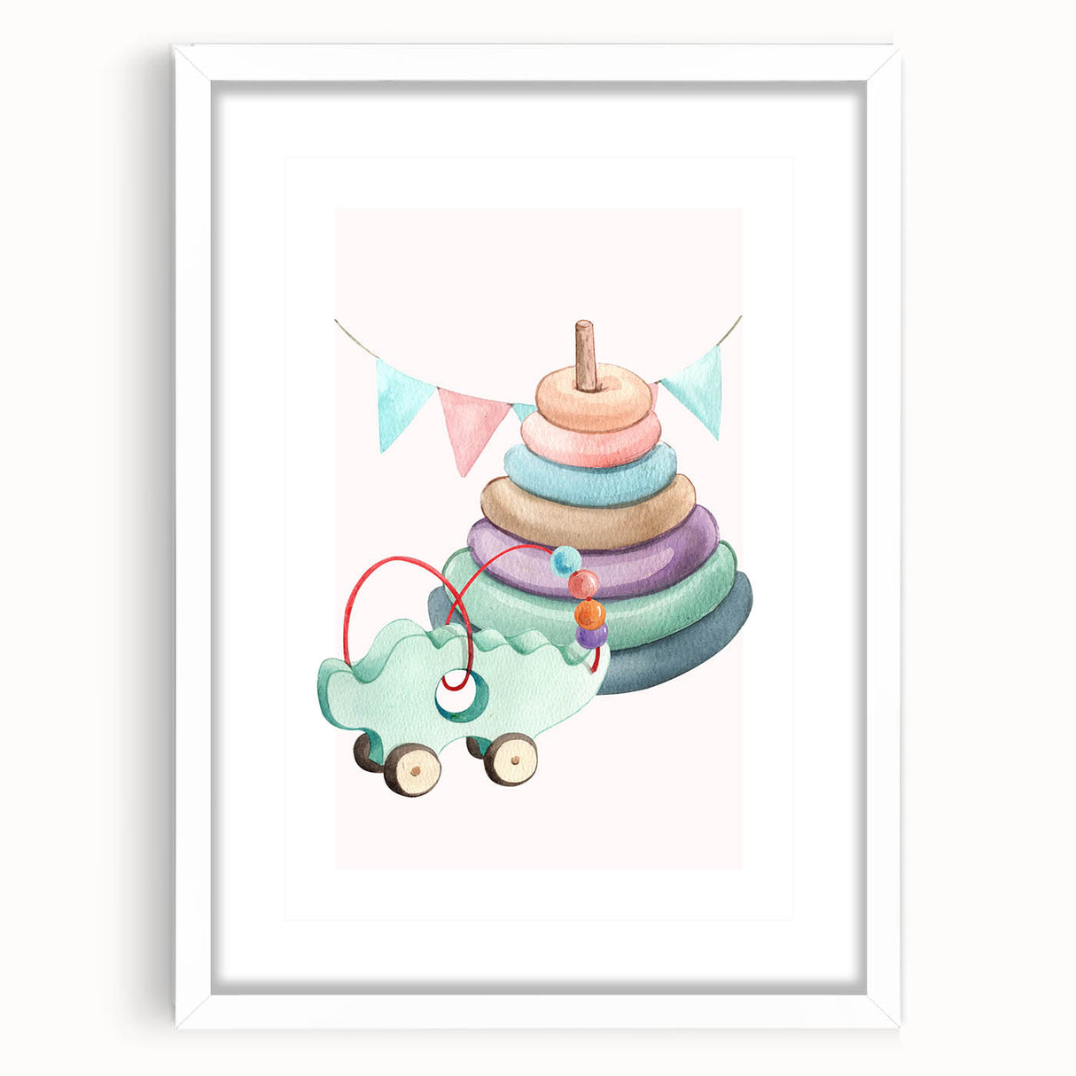 Girls Room Wall Art - Stacking Rings & Toy Car Kids Room Art