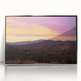 Framed acrylic artwork showcasing a vibrant desert landscape with rich colors, ideal for modern home decor. Perfectly crafted for elegant wall display.