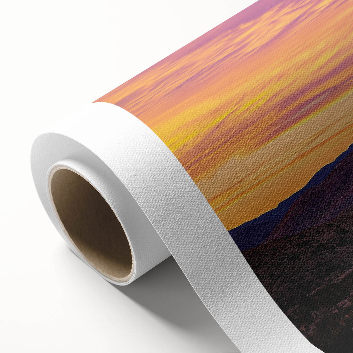 Desert landscape rolled canvas art showcasing warm, earthy tones and intricate textures, elegantly packaged in a protective cardboard tube for easy display. Ideal for enhancing any modern home décor.