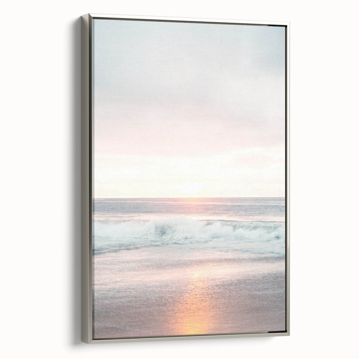 Framed canvas of a vintage landscape art painting featuring a summer scene with vibrant green and blue tones.