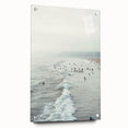 Large abstract wall art on acrylic glass featuring swirling blue and white patterns.