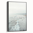 Black and white landscape painting on framed canvas, featuring a vintage poster style, ideal for bedroom wall art.