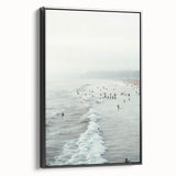 Black and white landscape painting on framed canvas, featuring a vintage poster style, ideal for bedroom wall art.