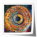 Abstract strokes wall art print in vibrant colors featuring blue, pink, and yellow hues, designed for modern home decor. Perfect for enhancing interior aesthetics.