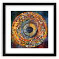 Abstract strokes wall art framed in black with a mat, showcasing vibrant colors and dynamic patterns, perfect for modern home decor. Ideal for adding a stylish touch to living spaces or offices.
