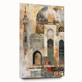 Abstract architectural wall art displayed in a side view, featuring a sleek acrylic glass finish and secure pin mounting, ideal for modern home decor.
