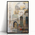Framed abstract architecture wall art featuring a sleek black design, showcasing geometric shapes and lines, perfect for modern home decor.