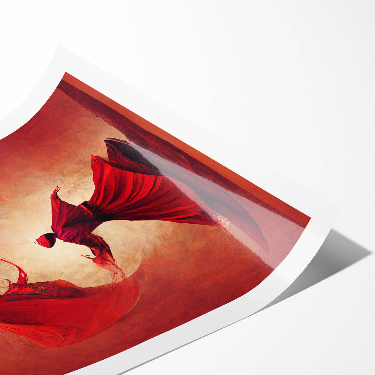 Abstract figurative wall art print showcasing vibrant colors and dynamic shapes, rolled and ready for display, ideal for modern home decor enhancement.