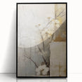 Framed abstract floral wall art featuring vibrant colors and intricate designs, displayed in a sleek black frame, perfect for modern home decor. Ideal for adding a touch of elegance to any room.