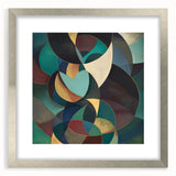 Abstract geometric frame with a silver mat, showcasing a modern design, perfect for enhancing contemporary interiors. Ideal for art displays or home decor accents.