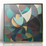 Framed abstract geometric wall art design in gold tones, showcasing a modern and stylish aesthetic, perfect for contemporary home decor.